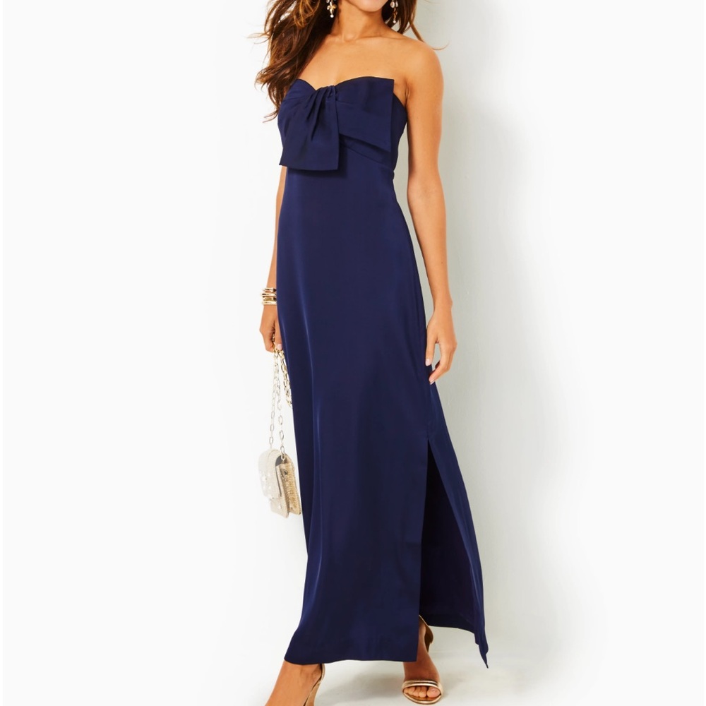 Carolynn Satin Maxi Bow Dress Lilly